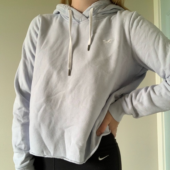 Light blue Hollister cropped hoodie - Picture 1 of 1